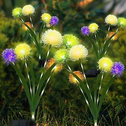 Solar Garden Lights LED Solar Flower Lights Waterproof Solar Outdoor Lights for Yard Pathway Walkway Decoration - 2 Pack - Valk-Tech