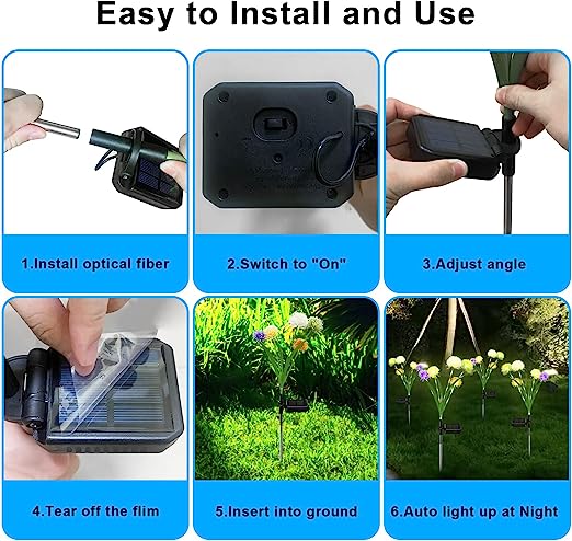 Solar Garden Lights LED Solar Flower Lights Waterproof Solar Outdoor Lights for Yard Pathway Walkway Decoration - 2 Pack - Valk-Tech