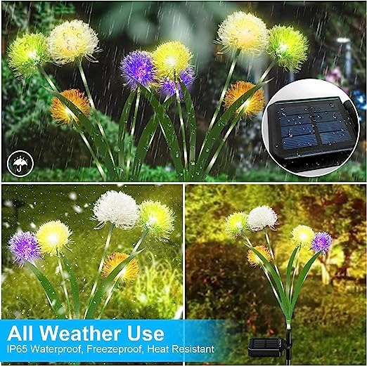 Solar Garden Lights LED Solar Flower Lights Waterproof Solar Outdoor Lights for Yard Pathway Walkway Decoration - 2 Pack - Valk-Tech