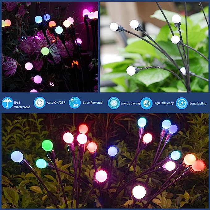 Solar Garden Color chaning Firefly Lights, 6 Pack & 2 Pack - Valk-Tech
