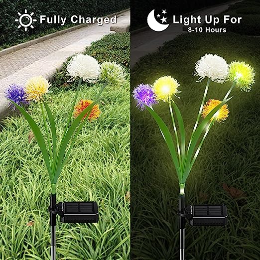 Solar Garden Lights LED Solar Flower Lights Waterproof Solar Outdoor Lights for Yard Pathway Walkway Decoration - 2 Pack - Valk-Tech