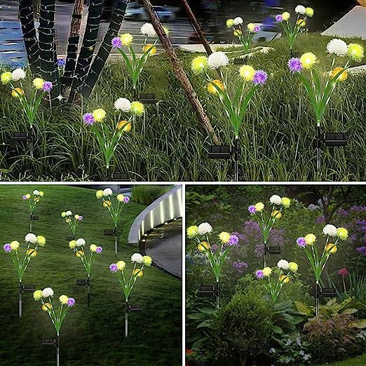 Solar Garden Lights LED Solar Flower Lights Waterproof Solar Outdoor Lights for Yard Pathway Walkway Decoration - 2 Pack - Valk-Tech